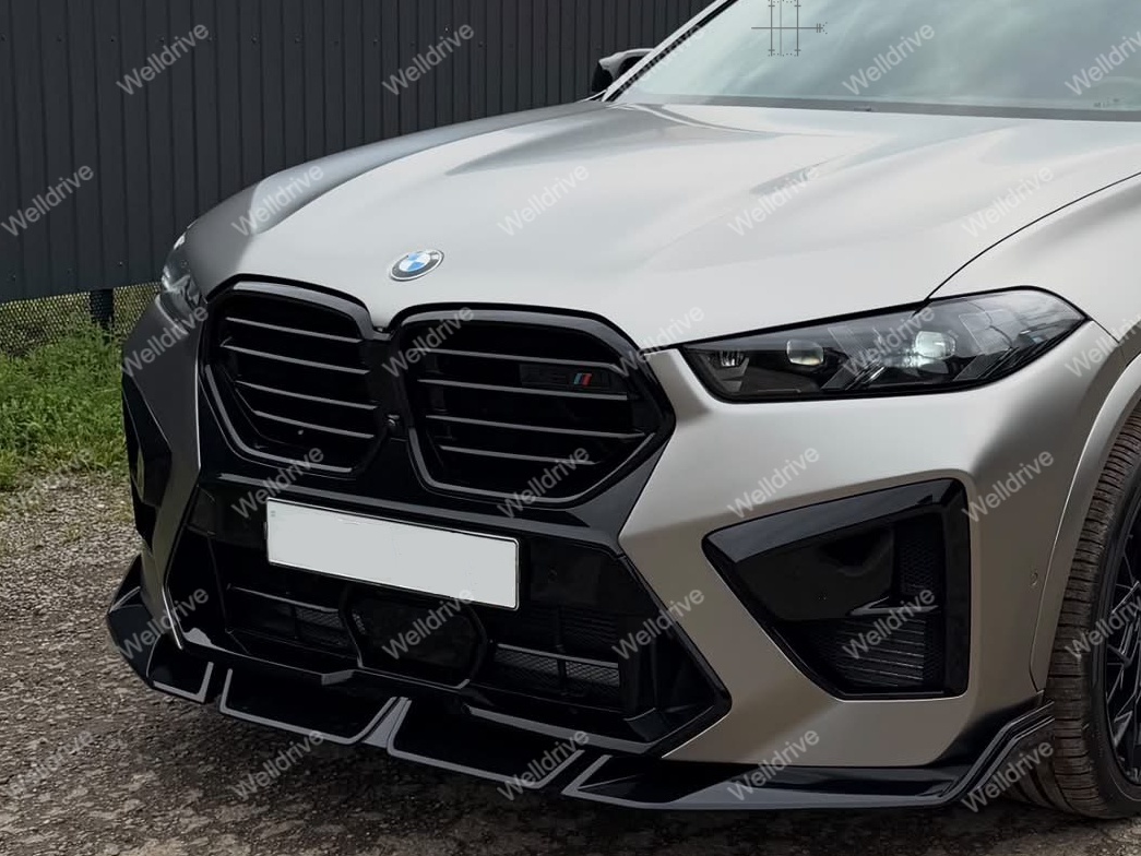 Губа передняя X6M F96 рестайлинг 23-н.в. Larte Performance черный глянец