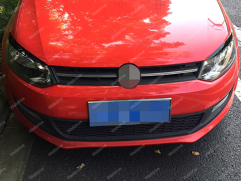 Реснички на передние фары Volkswagen Polo 5 Mk5 6R 6C 09-17 Hatchback черный глянец