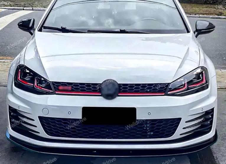 Губа переднего бампера Volkswagen Golf 7 MK7 GTI R с зубьями черный