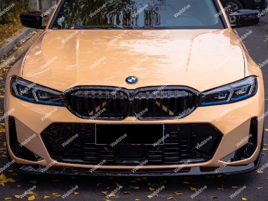 Губа передняя BMW 3-series G20 G21 рестайлинг 22-н.в. 3D style черный глянец