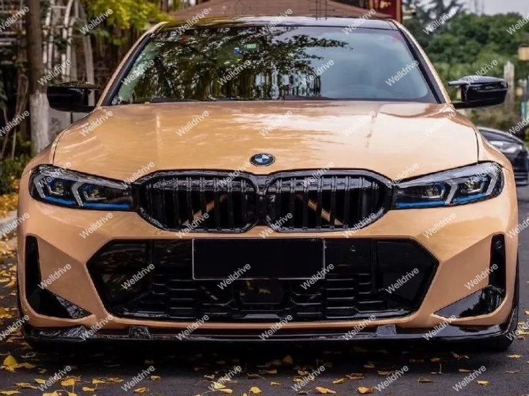 Губа передняя BMW 3-series G20 G21 рестайлинг 22-н.в. 3D style черный глянец