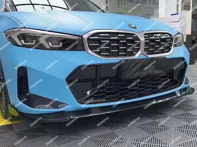 Губа передняя BMW 3-series G20 G21 рестайлинг 22-н.в. 3D style черный глянец