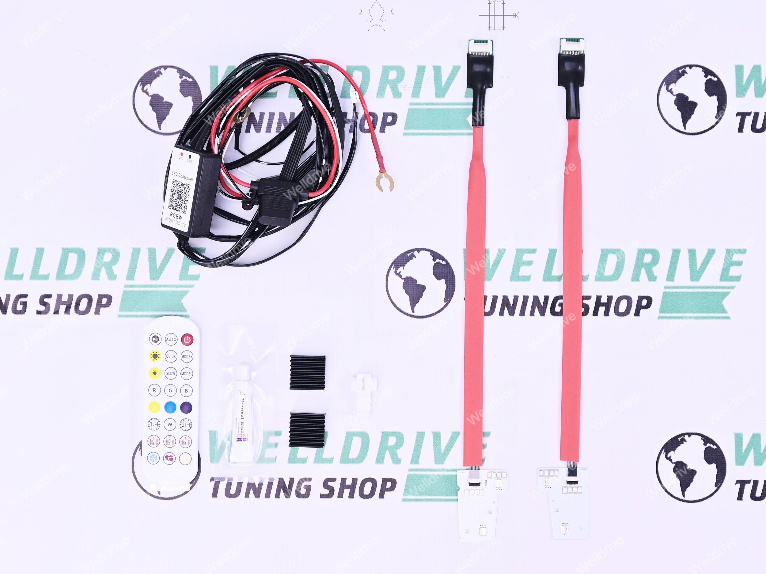 Модули ангельских глазок BMW 4-series F32 F33 F36 рестайлинг 17-20 RGB цветные на ксеноновые фары
